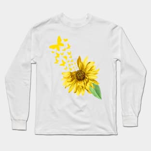 Butterfly Sunflower, Sunflower, Butterfly, Summer Gift,vacation 2020, Long Sleeve T-Shirt